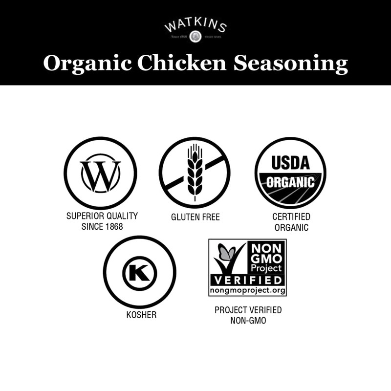 Watkins Organic Grilling Chicken Seasoning, Non-GMO, Kosher, 3.2 Oz, 1-Pack