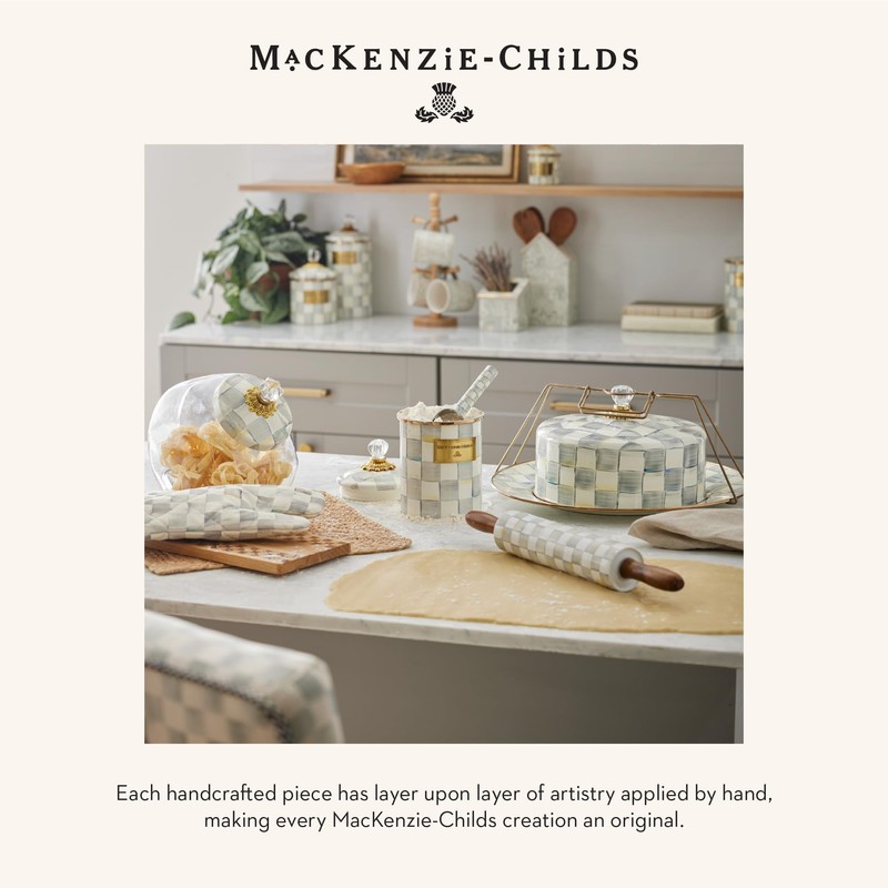MACKENZIE-CHILDS Cookie Jar with Enamel Lid, Large Glass Treat Jar