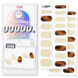 UUUUU. Semi Cured Gel Nail Strips (Spring Collection) - 100% Real Gel, Long-Lasting & Easy to Apply & Remove, works any UV/LED Lamps - Spring 2025, Nail inspo,Nail Art Stickers - Amber