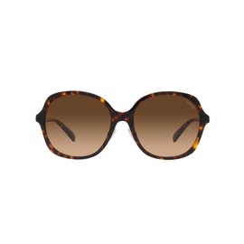 Coach HC8360F Low Bridge Fit Sunglasses, Dark Tortoise/Brown Gradient, 58 mm