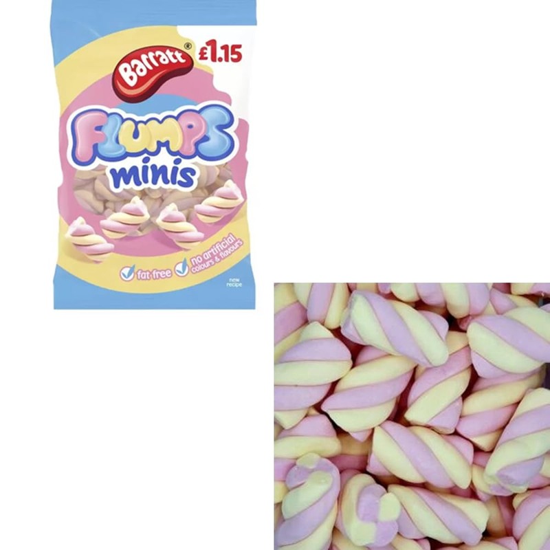 06 x Flumps Minis Vanilla Flavour Fluffy Mallow Twist Bag