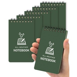 Dynta Waterproof Pocket Notebook 3x5, Small Notepads 6 Packs, All Weather Spiral Notebooks for Work, Travel, Outdoor Recording, Write in the Rain Notebooks, Green Cover