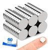 Small Magnets, 60 Pack Refrigerator Magnets 10x3mm Rare Earth Magnets