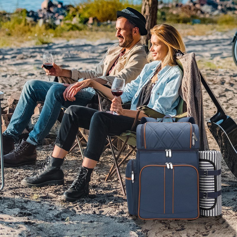 Picnic Backpack for 4,Picnic Basket Set,Leakproof Picnic Bag,Beach Cooler Backpack