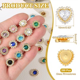 PATIKIL Heart Rhinestones Buttons, 40Pcs 16mm Sew on Rhinestones Crystal Heart Nail Charm Embellishment Flatback Diamond for Sewing DIY Clothing Wedding, White
