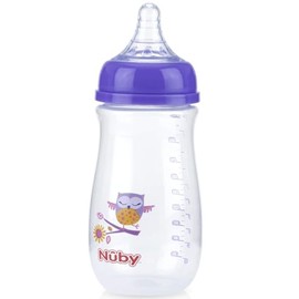 Nuby Wide Neck Bottle with Anti-Colic Air System 1 Count (Purple)