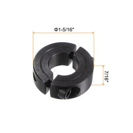 HARFINGTON 4pcs Shaft Collar for 5/8" Rod 1-5/16" OD 7/16" Width Black Oxide Plating Double Split Axle Clamp-On Collar with Set Screw