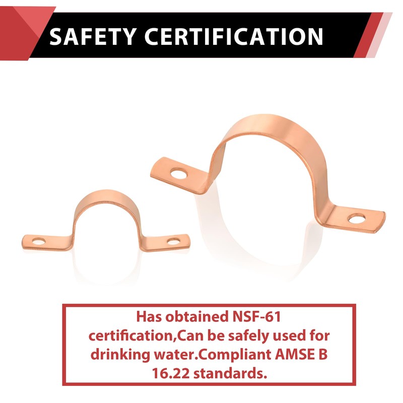 Pro 30-Pack EFIELD 5/8-Inch Copper Pipe Straps, Two-Hole Clamp Mount,