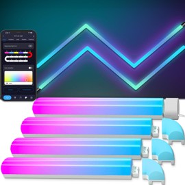 LPMYLMC Glide RGB-IC LED Wall Lights 4Pcs, Smart LED Wall Lights with Music Sync and Dynamic Scenes, Work with Alexa and Google Assistant for Home Decor, Gaming