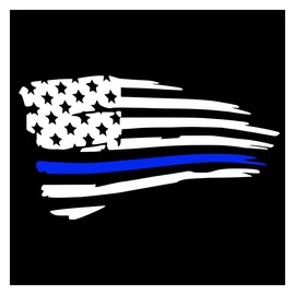American Flag Sticker Decal, Waterproof Vinyl Police Badge Decal, Thin Blue Line Sticker Support Police Law Enforcement for Cars, Trucks, Laptops, Tumblers (White&Blue)