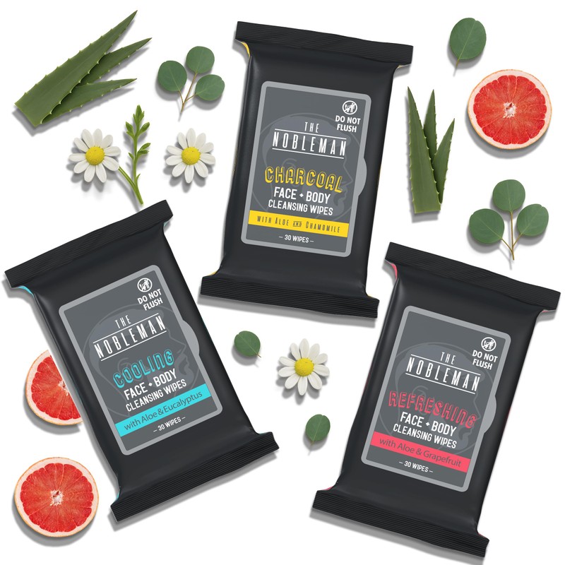 Men's Assorted Cleansing Wipes- Cooling/Charcoal/Refreshing - 3 Pack (90ct)