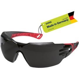Uvex pheos cx2 - safety glasses - spectacles supravision excellence technology - metal-free, anti-fog & scratch-resistant - one size - black/red, grey 2% (IR-ex 5)