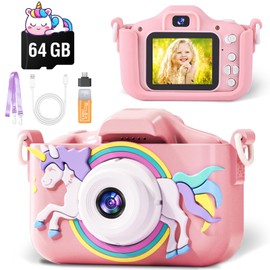 Wordtaiki Kids Camera for Girls Boys Toddlers Age 3-12,48MP Digital Camera for Kids with 64GB TF Card,8X Zoom,HD 1080P Video,Dual-Lens Kids Selfie Camera Toy,Christmas Birthday Gifts for Kids