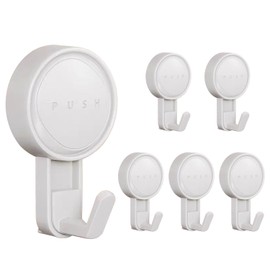FUZVOL 6 Pack Suction Hooks,Vacuum Suction Cup Hooks, Bathroom Kitchen Suction Hooks Heavy Duty Window Door Suction Hooks for Towel Coat Bathrobe Hanging