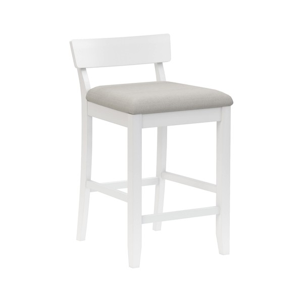 Hillsdale, Warren Low Profile Wood and Upholstered Counter Height Stool, Sea White