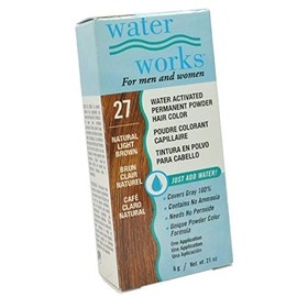 CNC Water Works - Polvo permanente para el cabello #27 café claro natural para hombres y mujeres especialmente formulado para cubrir gris 6 oz