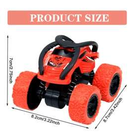 SSKHE Monster Truck Children's Toy, Large Rubber Wheel, Moment of Inertia, Force, Friction, Vehicle, 360 Degree Rotation Toy, Boys, Girls, Gift Set, Red and Yellow, Pack of 2