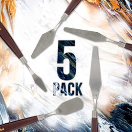 Juego de Cuchillos de Paleta En Espátulas de Paletas Cuchillo de Paleta de Espátula de Acero Inoxidable de 5 Piezas para Mezclar Pintura al óleo de Acuarela Pintura Acrílica (5)