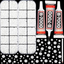11000Pcs White Rhinestones Flatback with b7000 Glue for Crafts Clothing Clothes Crafting Shoes Tumblers Cups, Solid White Resin Rinestones Gems Flat Back Crystals Diamonds 2/3/4/5mm Assorted Sizes