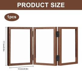 Trifold Photo Frame, 6x4 inches Picture Frame Collage for 3 Photos, Hinged Triple Foldable Frames with Acrylic Plate 180° Foldable Hinged Picture Frame for Wedding Family Tabletop Desk Display (Brown)