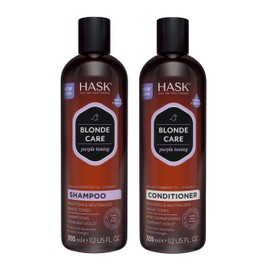 HASK Set De Champú Y Acondicionador Blonde Care Para Cabello Rubio  Sin Sulfatos, Sin Gluten, Vegano, Seguro Para El Color  355 Ml Cada Uno