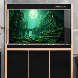 Underwater Aquarium Background Undersea Roman Building with Plants Around Seabed Fish Tank Background Underwater Building Stone with Moss Terrarium Background Undersea Aquarium Backdrop 36x24in