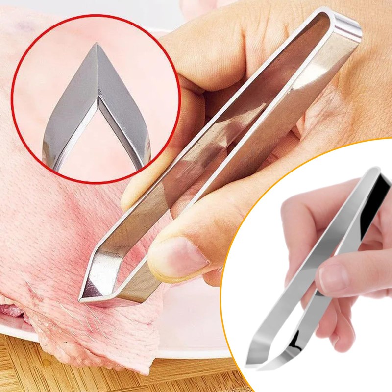 2pcs Fish Bone Tweezers Kitchen Remover Plucking Poultry Feathers Removing