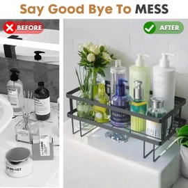 PowerKing Over-The-Toilet Storage Shelf, Large Capacity Over Toilet Bathroom Organizer, No-Drill Installation, Rust-Resistant Thick Steel, Space-Saving Over Toilet Bathroom Shelf, Black