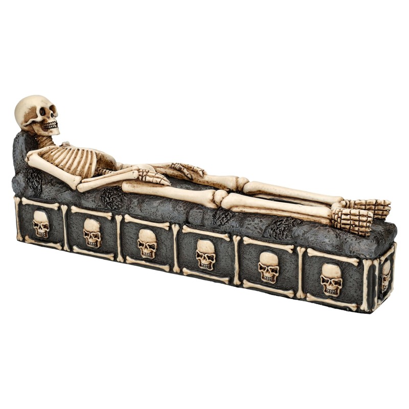 Skeleton Crypt Incense Holder, 26.5 cm - Coffin to Open,