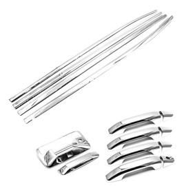 Sizver Chrome Combo Set Stainless Steel Window Sills Trims+ABS Plastic Door Handle+Tailgate w/Camera Holes Covers for 2014-2017 GMC Sierra 1500/2015-2017 2500/3500 All Models Crew Cab Only