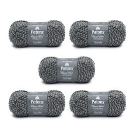 Patons Classic Wool Dark Gray Marl Yarn - 5 Pack of 3.5oz/100g - Wool - 4 Medium - 210 Yards - Knitting/Crochet