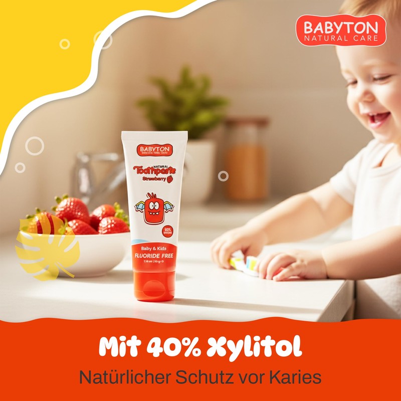 Babyton Natural Toothpaste - Tropical Flavour, Safe for Babies and