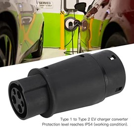Bnineteenteam Conector de Cargador EV, Adaptador de Carga EV 16A/32A 240V de Universal para Vehículos Eléctricos Tipo 1 a Tipo 2 Protección IP54