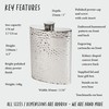 Wentworth Pewter- Hammered Pewter Kidney Flask,Hip Flask, Spirit Flask, 6oz