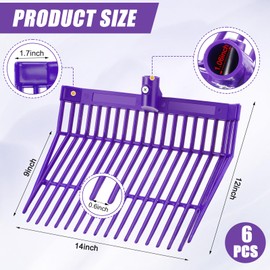 Lasnten 6 Pcs Manure Fork Head Bulk 18 Tines Pitch Fork Replacement Head with Screws and Nuts Durable Stable ABS Plastic Fork Replacement Head Pitchfork for Horse Stall Picking up Manure (Purple)