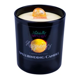 Naturally Wicked Spellbinding Fröhlichkeit Kerze | Freudezauberkerze Mit Citrinkristall & Holzdocht | Handgefertigte Duftkerze Für Mehr Freude & Entspannung