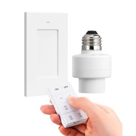 DEWENWILS Remote Control Light Socket with Dimmer, Wall Mounted Wireless Light Switch with 100FT Range & E26/E27 Socket, Wireless Light Bulbs Socket Switch for Closet, Garage, Basement, ETL Listed