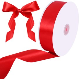 Hapidooda 1-1/2 Inches Wide x 100 Yards Red Solid Satin Ribbons for Gift Wrapping Christmas Decor, Craft Fabric Ribbon for Birthday Wedding Party Decoration Valentine's Day Floral Bouquets