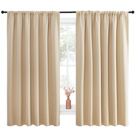 NICETOWN Room Darkening Curtains for Bedroom - Triple Weave Home Decoration Thermal Insulated Solid Drapes for Kitchen (Biscotti Beige, Set of 2 Panels, 70 x 63 Inch)
