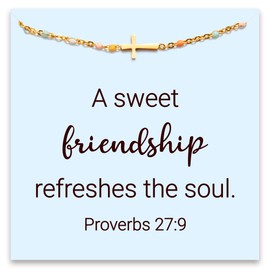 STORYJEWELLERY Friend Bracelet, Friendship Gifts for Women, Bestie Bracelets, Friend Birthday Gifts for Women, BFF Gift, Friendship Jewelry, Cross Bracelet