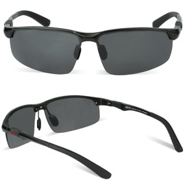 DUCO DC8188 Men's Hot Fashion Driving Sunglasses Polarised Glasses Sport Eyewear Fishing Golf with Al-Mg Frame, Black, grey