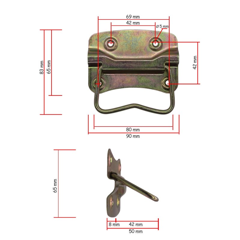 Fuxxer® 4 x Metal Folding Handles for Chests, Boxes, Cases,