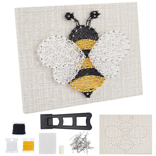 WEBEEDY 3D String Art Kit for Adults Beginners, DIY Bee String Craft Kit, Include All Necessary Accessories and Frame, Home Wall Decorations Unique Gift