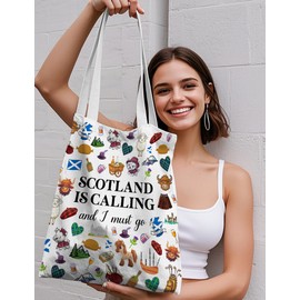 Scotland Scottish Gifts Canvas Tote Bag Scotland Travel Trip Essentials Souvenirs for Women Scottish Shopping Grocery Bags