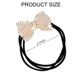YISSION 4 Pcs Pearl Bow Hair Ties Sparkly Rhinestone Ponytail Holder Elastics Scrunchies Fancy Crystal Hair Ties for Thin Thick Hair Pearl Hair Accessories for Women Girls