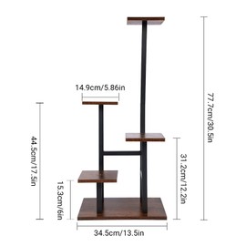 Aopark 4 Tier Plant Stand for Indoor Plants, Modern Wood & Metal Flower Shelf with Wooden Shelves - Multi-Tiered Display Rack for Living Room, Balcony, Patio, Easy to Assemble Space Saver, Brown