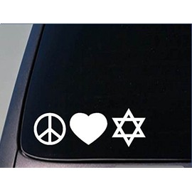 Peace Love Israel Sticker *H75* 8" Vinyl Star of David