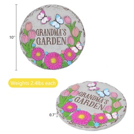2 Pack Grandma’s Garden Stepping Stone, 10 inch Grandma's Stepping Stones Pavers for Outside Walkway Garden Decor Stones Outdoor, Ideal Gift for Grandma, Mother's Day, National Grandparents Day