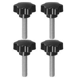 QUARKZMAN Pack of 4 Knurled Screws with Star Handle M12 x 50 mm x 46 mm Star Grip Screw Plastic Knob Stainless Steel 304 Threaded Bolts Clamping Screw Star Grip Nut Clamping Knob for Machine