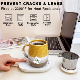 YumKubis 13.5oz Tea Mugs with Infuser and Lid, Loose Leaf Tea Cup, Porcelain Tea Infuser Cup, Tea Strainer Cup, Yellow Tea Mug with Infuser for Birthday, Christmas, Thanksgiving, Housewarming Gift